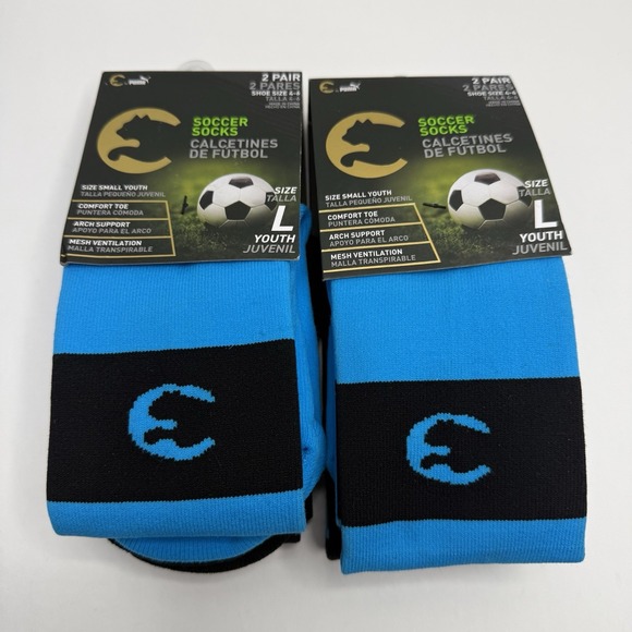 Puma Other - Puma Youth Soccer Socks Size L 4 Pairs Blue Black Crew 4-6